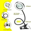 Luminária de Clipe Lâmpada LED Lupa com Luz Luz de Preenchimento para Beleza Mangueira Flexível Portátil Luminária de Mesa Luz de Trabalho para Reparo Manicure Beleza