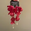Pendientes de Borla con Forma de Gota de Agua y Flor de Cristal de Aguja Plateada, Dulces y Elegantes, Pendientes de Estilo Nicho con un Sentido de Lujo y Sofisticación