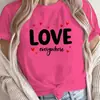 Amor por Toda ParteCamiseta Oversized Feminina - Poliéster Macio e Respirável, Gola Redonda Manga Curta