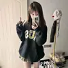 Ropa urbana estilo americano, sudadera con capucha de forro polar de peso pesado para mujer, nueva colección otoño/invierno, cuadros coloridos, top holgado y casual, moderno