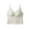 Nueva camisola de encaje estilo coreano para otoño para mujer con copas incorporadas, no necesita usar un sujetador aparte, ropa interior perezosa para mujer