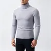 Otoño Invierno Nuevo Suéter de Punto Trenzado Ajustado de Cuello Alto para Hombre Moda Juvenil Casual Capa Base