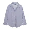 Verão 2025 Novo Europeu e Americano Transfronteiriço Moda de Rua Feminina Casual Poplin Camisa de Manga Comprida W085 940636