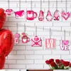 Adornos Colgantes de Corazón de Madera para el Día de San Valentín Decoración Rosa de Amor Decoración de Atmósfera Festiva Adornos Colgantes de Madera Creativos