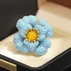 Broche de Peonía Lujoso y Elegante con un Toque de Alta Gama, Turquesa de Imitación, Elegante Accesorio para Abrigo