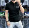 2025 verão nova lapela respirável manga curta alta qualidade strass polo camisa meia manga tendência empresarial logotipo personalizado homens