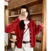 Cardigan de Tricô com Bordado de Outono Feminino Slimming Stretch Gola Redonda Manga Longa Estilo Coreano