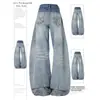 Jeans Scimitar Estilo Retro Americano Chica Picante para Mujer, Nuevo Estilo Verano, Tallas Grandes, Corte Holgado, Pantalones Anchos Adelgazantes