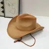 Comercio Exterior Venta Caliente Sombrero Vaquero Rizado de Doble Color para Primavera y Verano Moda Casual Sombrero de Paja Protector Solar Sombrero de Sol para Exteriores