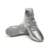 Venta al por mayor de fábrica Botas de Jazz de Caña Alta Zapatos de Danza Moderna de Cuero Brillante Zapatos de Práctica de Ballet Suela Suave Zapatos de Jazz para Mujer