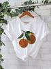 Camiseta de algodón informal para mujer, cuello redondo, manga corta, suelta, con estampado naranja, de Amazon Independent Station, venta al por mayor