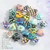 Cuentas de animales de cerámica con temática oceánica, conchas marinas, estrellas de mar, peces pequeños y caracolas - Cuentas para joyería y accesorios hechas a mano para niños