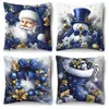 Funda de Almohada Navideña Más Vendida Transfronteriza Papá Noel Impresión de Lino 2D Funda de Cojín Decorativa para Sofá del Hogar