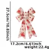 Lazo Navideño de 25 cm Adorno para Fiesta Navideña Accesorios Lazo Grande de Lino Estampado con Rayas de Copo de Nieve