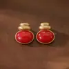Nuevos Pendientes de Calabaza de la Fortuna Estilo Chino con un Toque Chino, Moda de Nicho, Pendientes de Botón Vintage Retro de Alta Gama Estilo Corte