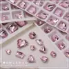 Arte de Uñas Punta Inferior Corazón Torcido Joyería de Diamantes Super Brillante Lujo Cristal Corazón de Melocotón Hacha Diamante Grande Rosa Decoración de Uñas Diamante de Amor
