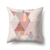 Funda de almohada de poliéster marmoleado estilo ins nórdico estampado geométrico terciopelo piel de melocotón funda de almohada para sofá de sala de estar QTH03