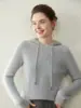 Nuevo suéter con capucha de cachemira para otoño e invierno para mujer, suéter de cachemira de manga larga casual y a la moda con capucha