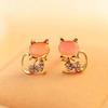 Aretes de ópalo aretes de gatito con diamantes brillantes estilo europeo americano coreano aretes de animales productos de puesto joyería femenina al por mayor