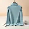 Camiseta Básica de Cuello Semi-Alto Engrosada Forrada de Polar para Mujer Otoño e Invierno Interior de Polar Cepillado por Ambos Lados Manga Larga Ajustada Top Cálido