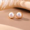 Un Ciervo Plata Esterlina S925 Chapado en Oro Perla de Agua Dulce Exquisitos Aretes de Cuentas Redondas de Margarita Mori Elegantes Aretes que Combinan con Todo