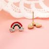 Pendientes de verano nuevos, frescos, pequeños, elegantes y combinables, de moda, estilo coreano, sencillos y exquisitos, con diamantes de arcoíris.
