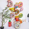 Balão de Rosquinha de Chocolate Aniversário Hambúrguer Batata Frita Pizza Balão Cachorro-Quente Festa Balão de Filme de Alumínio Decoração