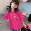Camiseta de Manga Corta de Algodón Puro para Niñas Verano 2026 Nuevo Estilo Ropa Interior de Manga Media para Niños Top Elegante con Estampado de Dibujos Animados para Bebé