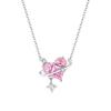 Collar de Plata de Ley S925 Corazón con Lazo para Mujer Lujo Accesible Planeta Dulce Corazón Zirconia Cadena para Clavícula Versátil Sensación de Alta Gama