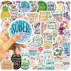 50 pegatinas de graffiti de dibujos animados inspiradoras para decoración de abstinencia de alcohol, pegatinas impermeables DIY para teléfono, computadora y agenda, pegatinas de regalo