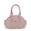 Bolso pequeño y redondo de estilo occidental sencillo para mujer, nuevo bolso de hombro informal con lazo de moda coreana 2024