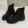 Moda de Comércio Exterior Botas de Cano Curto com Solado Grosso Retro com Solado Plano 2026 Versátil Botas de Cano Curto Amazon Tamanho Plus Botas Martin Estilo Britânico Feminino