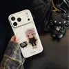 Capa de Celular Fofa com Bolinhas Estilo Coreano para Menina Adequada para Apple 17 Pro Max, Capa de Couro para iPhone 16, 15 Desenho Animado, 14 Capa Rígida