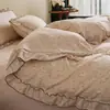 2026 Novo Conjunto de Renda de Caminho Denso de Gaze Dupla Camada Quatro Peças Conjunto de Três Peças Estilo Lençol de Cama 1,2m Wen Meng Lan Xiang