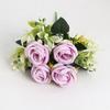 Flor artificial de estilo europeu rosa 4 buquês de flores falsas decoração de casa decoração de cerimônia de casamento floral flores falsas