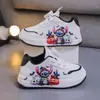 Zapatos Nuevos de Primavera y Otoño 2026 para Niños Pequeños, Niñas y Niños, Tenis Blancos de Cuero de Moda con Dibujos Animados de Caña Media