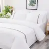 Funda de edredón blanca pura pieza única ropa de cama de hotel sarga engrosada duradera funda de edredón funda de edredón color sólido