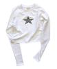 Camiseta de Manga Longa Raglan com Contraste de Strass Estrela Nova para Primavera e Outono 2025 Sexy Simples Quente