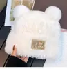 Touca Chapéu de Inverno Grossa de Pelúcia Quente Ursinho Fofo, Chapéu de Tricô para Outono e Inverno com Circunferência da Cabeça Grande