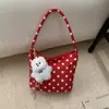 Bolsa de Ombro com Bolinhas Modelo Novo Inverno 2025 Estilo Coreano Feminino Bolsa de Mão Moda Casual Nicho Bolsa de Ombro para Mulheres