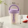 Taza de Fruta Portátil de Aspecto Elegante con Tenedor, Bol para Desayuno para Llevar, Taza para Ensalada, Avena, Yogur, Lonchera