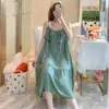 Nova Camisola de Algodão com Suspensório para Mulheres, Vestido Estampado Fino de Verão, Roupa de Casa, Vestido Pijama, Venda Direta da Fábrica
