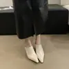 Mules de Piel Suave para Mujer con Punta Cuadrada Pequeña, Tacón de Cuña Alto, Calzado de Moda para Exteriores, Mules Slip-On de Tacón Grueso