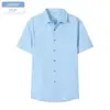 Camisa de manga corta para hombre, color sólido multicolor, a prueba de salpicaduras y resistente al aceite, adecuada para jóvenes y personas de mediana edad para trabajos al aire libre y desplazamientos, con cuello de solapa