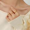 Anel Zircônia Estilo Francês Ins Estilo Frio Retrô Moderno Céu Estrela Bebê Aço Titânio Banhado Ouro 18K Moda Luxo Leve Joia de Mão