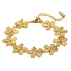Estilo Cruzado Europeo y Americano Versátil Vintage Joyería de Alta Gama Acero Inoxidable Chapado en Oro de 18K Pulsera de Margarita para Mujer