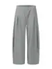 Design Retro Americano Desconstruído Silhueta Plissada Sabre Calças Casuais Femininas Largas Tendência Versátil Perna Larga Calças Longas