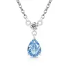 Xiaohongshu Más Vendido Collar de Flor de Hielo de Piedra de Color Forma de Pera Cortada Diamante de Carbono Súper Brillante Chapado en Oro Real Colgante de Gota de Agua Transmisión en Vivo Dropshipping