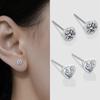 Brincos de prata esterlina s925 femininos, estilo coreano, simples, incrustados com diamantes, elegantes, pequenos, combinando, amor, doce, menina, leve, acessórios de luxo para orelha