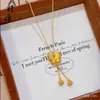 Nuevo Collar Dorado con Borla de Mariposa Estilo Chino para Mujer Cadena de Cuello con Anillo Abierto de Mariposa de Lujo Sutil Cadena para Clavícula Nuevo Estilo para Mujer